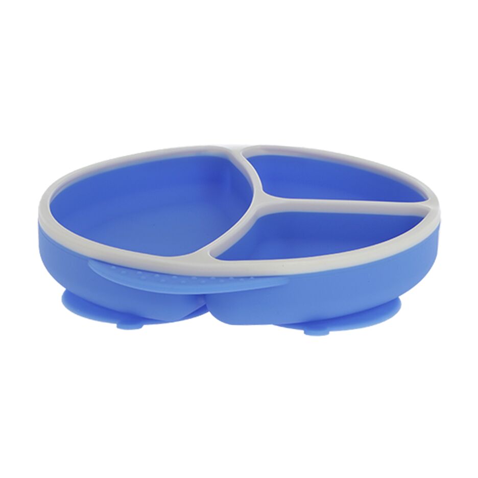 Round Silicone Suction Plate & Lid (2 Pack) | Blue / Yellow